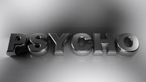Het Woord Psycho Geschreven Met Metallisch Chroom Letters Een Witte — Stockfoto