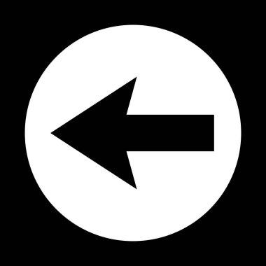 Siyah arka plan - vektör üzerine beyaz bir daire içinde sol yön için siyah bir ok simgesi