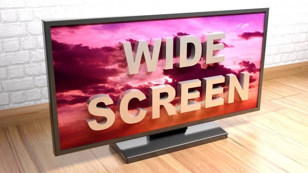 Ein Moderner Lcd Fernseher Mit Breitem Bildschirm Auf Dem Bildschirm — Stockfoto