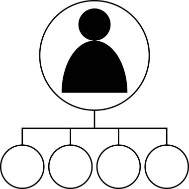 Bir kullanıcı simgesi ile 4 farklı düğümleri - vektör hiyerarşik üst pozisyonda bağlı