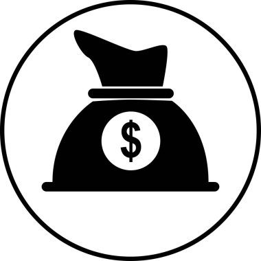 Büyük bir çanta dolusu para bir daire - vektör simgesi