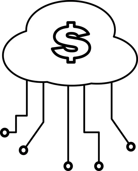 Icono Con Una Nube Conectada Con Circuitos Electrónicos Signo Dólar — Archivo Imágenes Vectoriales