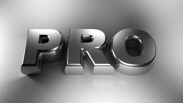 Write Pro Professional Written Metallic Chromed Letters Laying White Surface — Stock Photo, Image