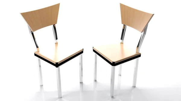 Dvě Židle Moderním Designem Jsou Bílé Prostředí Vykreslování Obrázku — Stock fotografie