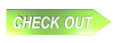 Sağda beyaz arka plan - 3d render illüstrasyon gösteren yeşil ok üzerinde beyaz harflerle kullanıma al yazma