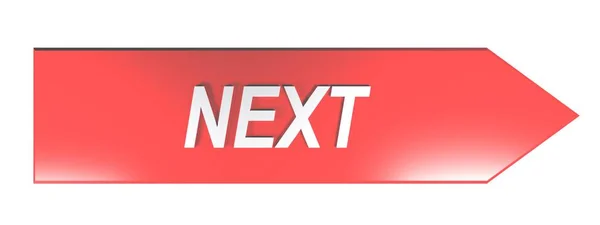 Write Next White Letters Red Arrow Pointing Right White Background — Stock Photo, Image