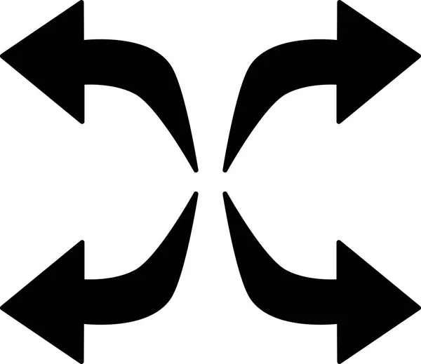 Ein Symbolset Mit Vier Schwarzen Pfeilen Die Verschiedene Richtungen Gehen — Stockvektor