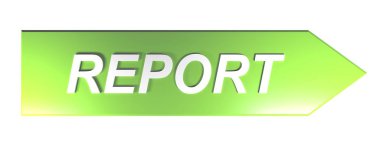 Yeşil ok basma düğmesi ile yazma rapor - 3d render illüstrasyon