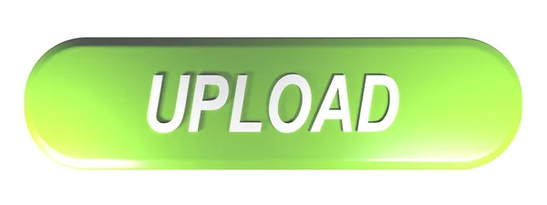 Botão Verde Arredondado Retângulo Com Gravação Upload Ilustração Renderização — Fotografia de Stock