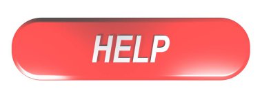 Bir yazma yardım - 3d render illüstrasyon kırmızı yuvarlak köşeli dikdörtgen basma düğmesi