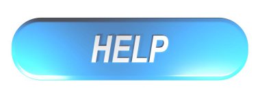 Bir yazma yardım - 3d render illüstrasyon mavi yuvarlatılmış dikdörtgen basma düğmesi