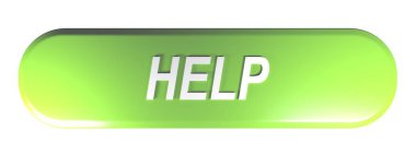 Yazma yardım - 3d render illüstrasyon bir yeşil yuvarlak köşeli dikdörtgen basma düğmesi