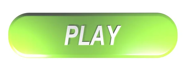 Кнопка Зеленым Округлым Прямоугольником Изображением Play Рендеринг — стоковое фото