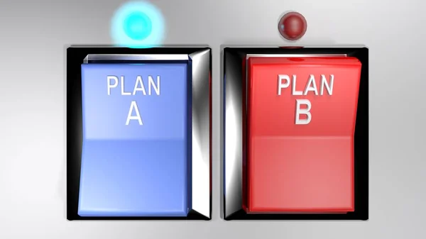 Blue Switch Plan Red One Plan First One Selected Position — Stock Photo, Image