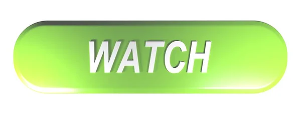 Кнопка Зеленым Округлым Прямоугольником Изображением Watch Рендеринг — стоковое фото