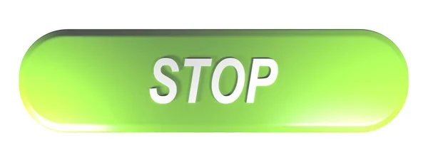 Green Rounded Rectangle Push Button Write Stop Rendering Illustration — Stock Photo, Image