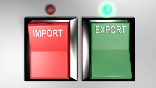 Interruttore Rosso Importazione Uno Verde Esportazione Secondo Selezionato Sua Luce — Foto Stock
