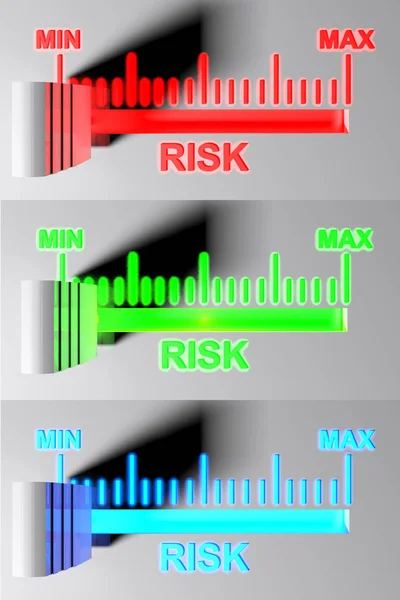 Выбор Уровня Risk Min Версии Красный Зеленый Синий Варианты Рендеринг — стоковое фото
