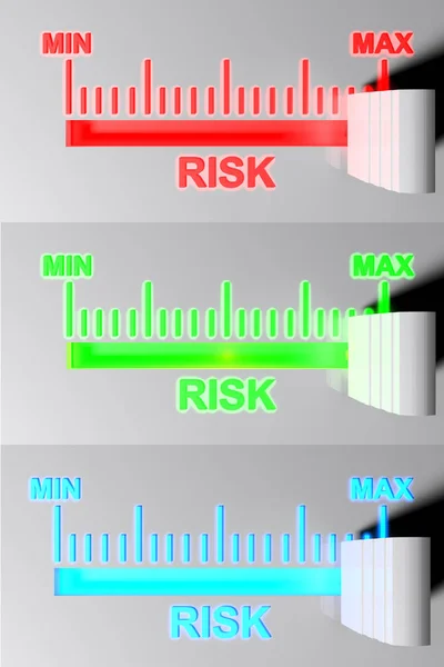 Przełącznik Poziomu Ryzyka Max Pozycji Czerwony Zielony Niebieski Wersje Dostępne — Zdjęcie stockowe