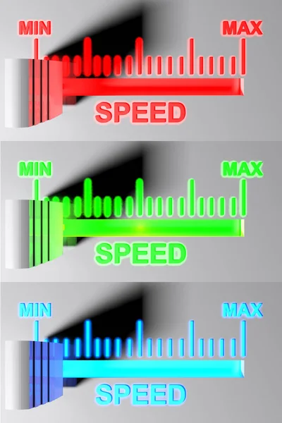 Selector Nivel Para Velocidad Posición Mínima Versión Roja Verde Azul — Foto de Stock