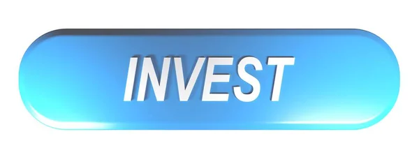 Przycisk Niebieski Prostokąt Zaokrąglony Zapisu Invest Renderowania Ilustracja — Zdjęcie stockowe