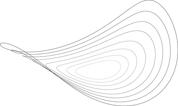 Serie Svarta Ringar Samma Centrum Visualiserar Viftande Deformerade Yta Vit — Stock vektor