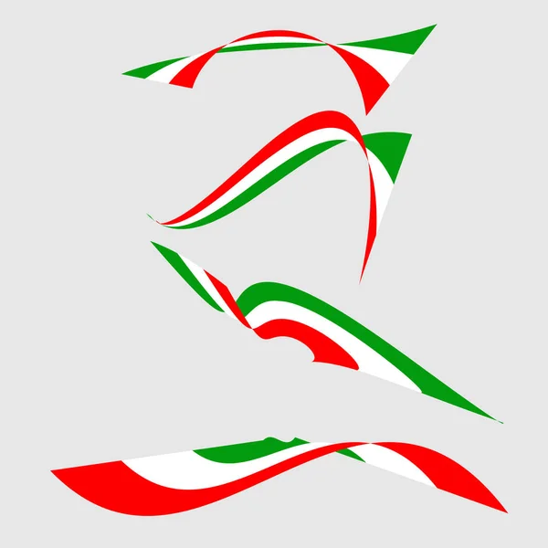 Una Collezione Quattro Bandiere Italiane Con Forme Diverse Isolate Sfondo — Vettoriale Stock