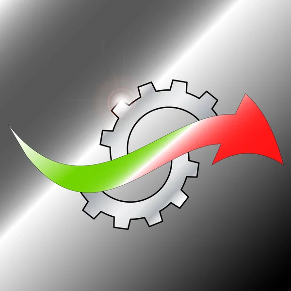 Logo Rychlost Řezu Dvou Částech Šipka Barvami Italské Vlajky Předávání — Stockový vektor