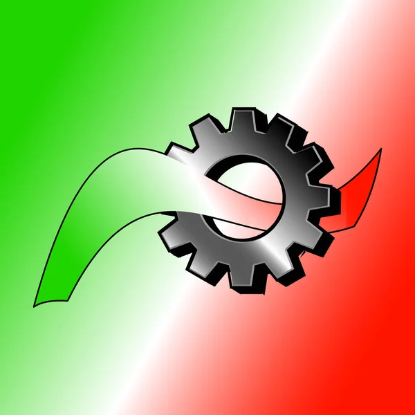 Trojrozměrné Zařízení Pásu Barvy Italské Vlajky Která Prochází Dírou Uprostřed — Stockový vektor