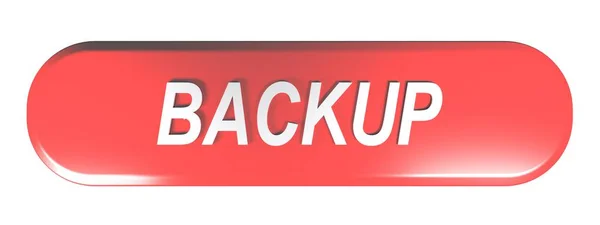 Botão Retângulo Arredondado Vermelho Com Gravação Backup Ilustração Renderização — Fotografia de Stock