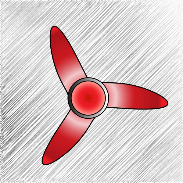 Ein Dreiblättriger Propeller Mit Rotor Und Rotorblättern Roter Farbe Und — Stockvektor