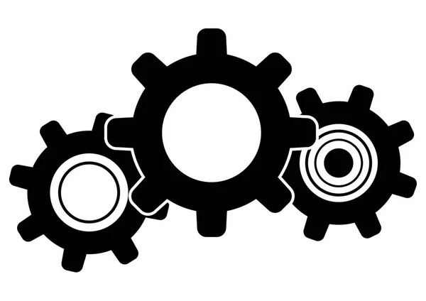 Иконка Представляющая Собой Систему Шестерен Зубчатые Колеса Машины Черно Белый — стоковый вектор