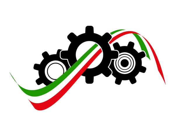 Rendszer Gears Fogaskerekek Hogy Színek Olasz Zászló Megy Keresztül Őket — Stock Vector