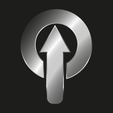 Metalik bir ok metalik bir dairede - siyah arka plan üzerinde - vektör izole giriyor