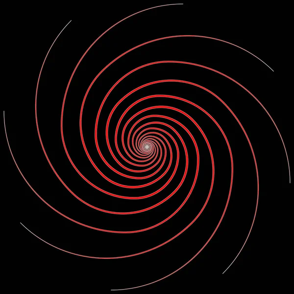 Abstrakt Röd Med Tunn Vit Kant Spiral Isolerad Vit Bakgrund — Stock vektor