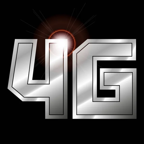 一个图标为4G 电信技术 在金属字母在一个黑色的正方形背景 — 图库矢量图片