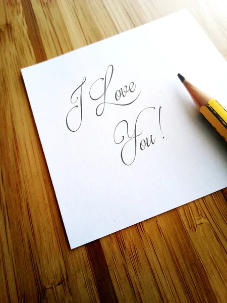 Mensagem Manuscrita Love You White Paper Note — Fotografia de Stock