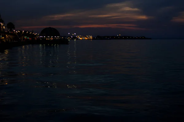 Panorama Notturno Smirne Turchia Mare — Foto Stock