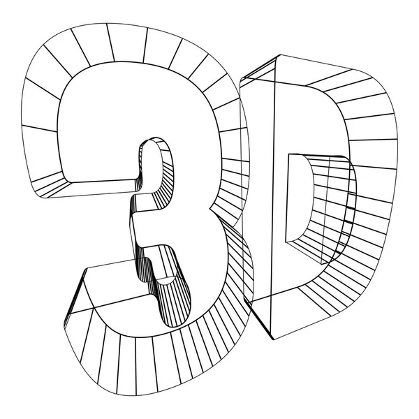 Het Schrijven Volgens Een Wireframed Perspectief Geïsoleerd Een Witte Achtergrond — Stockvector