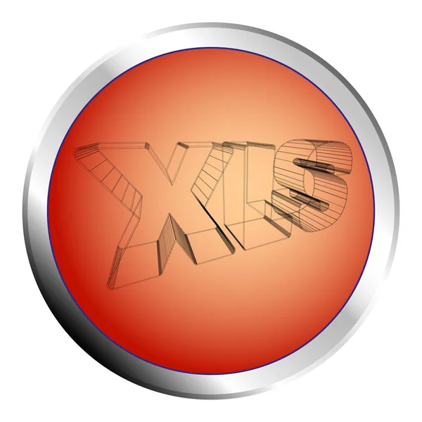 一个橙色按钮与金属边界和3D 线框写 Xls 向量例证 — 图库矢量图片