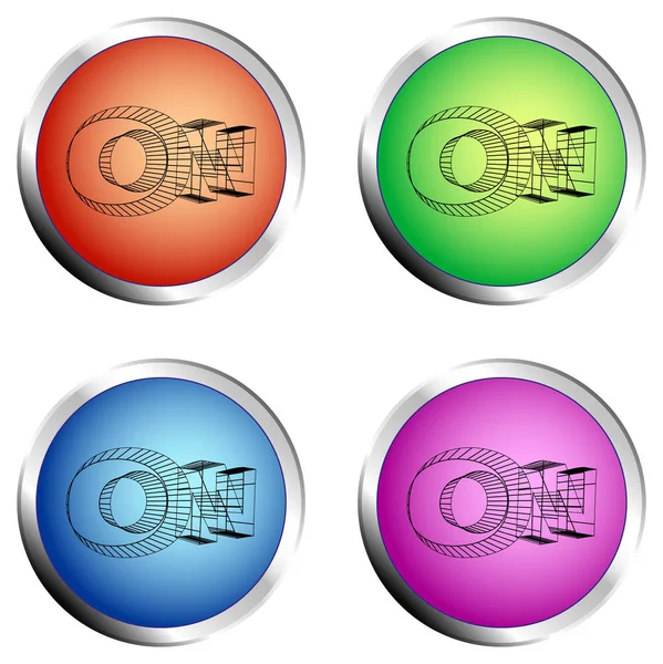 Ένα Σύνολο Από Τέσσερα Χρωματιστά Κουμπιά Ώθησης Γράφουν Εικονογράφηση Διάνυσμα — Διανυσματικό Αρχείο