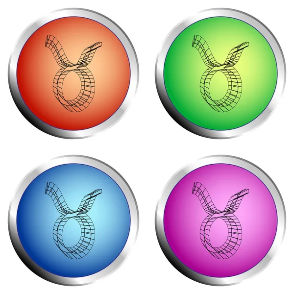 Μια Σειρά Από Τέσσερα Έγχρωμα Κουμπιά Σύμβολο Του Ταύρου Εικονογράφηση — Διανυσματικό Αρχείο