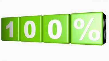 Dört yeşil küpleri yazma %100 ile beyaz arka plan - 3d işleme video üzerinde hareket