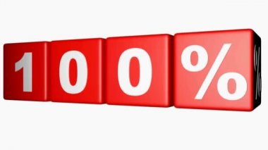 Dört kırmızı küpleri yazma %100 ile beyaz arka plan - 3d işleme video üzerinde hareket