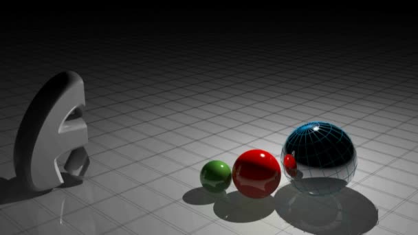 Analisys White Surface Three Spheres Rendering Video — Stock Video