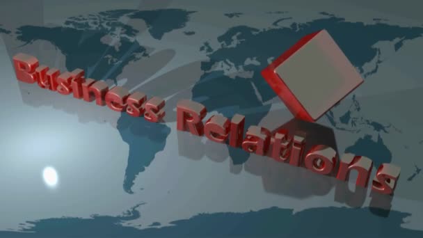 Relación Negocios Mapa Del Mundo Representación Vídeo — Vídeo de stock