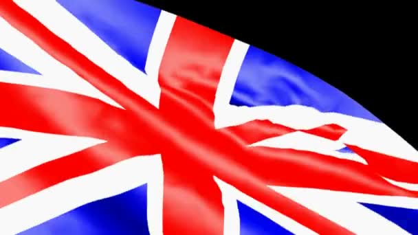 Englische Flagge Weht Auf Schwarzem Hintergrund Rendering Video — Stockvideo