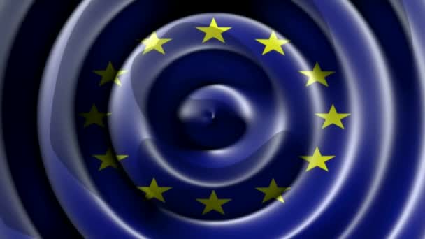 Bandera Europea Con Ondas Circulares Representación Vídeo — Vídeos de Stock