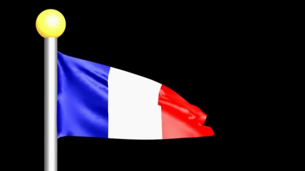 Drapeau Français Agitant Sur Fond Noir Rendu Vidéo — Video