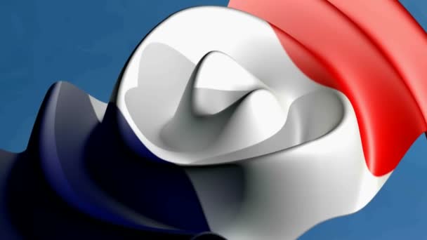 Französische Flagge Mit Kreisförmigen Beidseitigen Wellen Rendering Video — Stockvideo